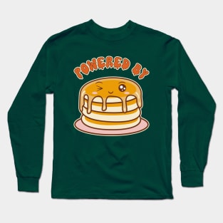 Powered By Pancakes Funny Kawaii Breakfast Long Sleeve T-Shirt